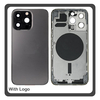 iPhone 13 Pro Max (A2643, A2484) Rear Back Battery Cover Middle Frame- Housing Πίσω Κάλυμμα Καπάκι Πλάτη Μπαταρίας - Σασί + Side Keys Πλαϊνά πλήκτρα  + Sim Tray Θήκη Κάρτας Graphite Black Μαύρο (Ref By Apple)