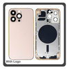 iPhone 13 Pro Max (A2643, A2484) Rear Back Battery Cover Middle Frame- Housing Πίσω Κάλυμμα Καπάκι Πλάτη Μπαταρίας - Σασί + Side Keys Πλαϊνά πλήκτρα  + Sim Tray Θήκη Κάρτας Gold Χρυσό (Ref By Apple)