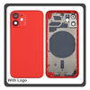 iPhone 12 Mini, iPhone12 Mini (A2399, A2176) Rear Back Battery Cover Middle Frame- Housing Πίσω Κάλυμμα Καπάκι Πλάτη Μπαταρίας - Σασί + Side Keys Πλαϊνά πλήκτρα  + Sim Tray Θήκη Κάρτας Red Κόκκινο (Ref By Apple)