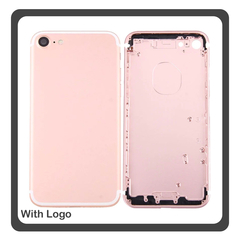iPhone 7, iPhone7 (A1660, A1778) Rear Back Battery Cover Middle Frame- Housing Πίσω Κάλυμμα Καπάκι Πλάτη Μπαταρίας - Σασί + Side Keys Πλαϊνά πλήκτρα  + Sim Tray Θήκη Κάρτας Rose Gold (Ref By Apple)
