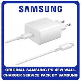 Original Γνήσιο Samsung PD 45W Wall Charger USB-C Φορτιστής Ταξιδιού TA845XW White Άσπρο (Service Pack by Samsung)