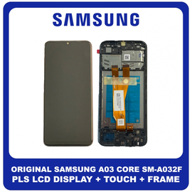 Γνήσια Original Samsung Galaxy A03 Core (SM-A032F, SM-A032F/DS, SM-A032M) PLS LCD Display Screen Assembly Οθόνη + Touch Screen Digitizer Μηχανισμός Αφής + Frame Bezel Πλαίσιο Σασί  Black Μαύρο GH81-21711A (Service Pack By Samsung)