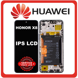 Γνήσια Original Honor X8 5G (TFY-LX1, TFY-LX2) IPS LCD Display Screen Assembly Οθόνη + Touch Screen Digitizer Μηχανισμός Αφής + Frame Bezel Πλαίσιο Σασί + Battery Μπαταριά Ocean Blue Μπλε 0235ABUY (Service Pack By Huawei)