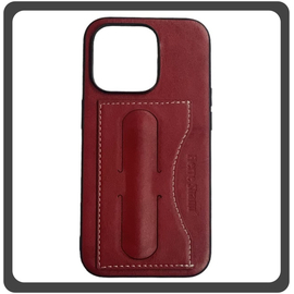 Θήκη Πλάτης - Back Cover, Silicone Σιλικόνη Leather Δερματίνη Minimalist Plug-in Support Case Red Κόκκινο For iPhone 13 Pro Max