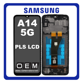 HQ OEM Συμβατό Με Samsung Galaxy A14 5G (SM-A146P, SM-A146P/DS) PLS LCD Display Screen Assembly Οθόνη + Touch Screen Digitizer Μηχανισμός Αφής + Frame Bezel Πλαίσιο Σασί Black Μαύρο (SMALL CONNECTOR)​ (Premium A+)