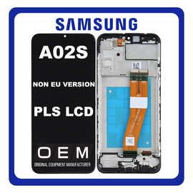 HQ OEM Συμβατό Με Samsung Galaxy A02S (SM-A025G, SM-A025G/DS) / F02s (SM-E025F, SM-E025F/DS) (NON EU VERSION) PLS LCD Display Screen Assembly Οθόνη + Touch Screen Digitizer Μηχανισμός Αφής + Frame Bezel Πλαίσιο Σασί Black Μαύρο (Premium A+)
