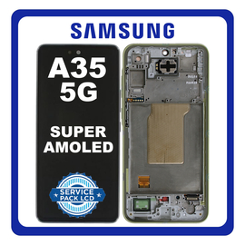 Γνήσια Original Samsung Galaxy A35 5G (SM-A356E, SM-A356E/DS) Super AMOLED LCD Display Screen Assembly Οθόνη + Touch Screen Digitizer Μηχανισμός Αφής + Frame Bezel Πλαίσιο Σασί Lemon Yellow Κίτρινο GH82-34221D​ (Service Pack By Samsung)