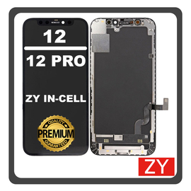 HQ OEM Συμβατό Με Apple iPhone 12, iPhone12 (A2403, A2172) / iPhone 12 Pro (A2407, A2341) ZY InCell LCD Display Screen Assembly Οθόνη + Touch Screen Digitizer Μηχανισμός Αφής With IC Removable Black Μαύρο (Premium A+)