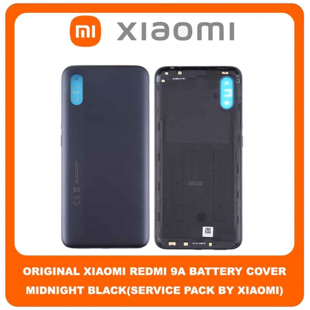 Original Γνήσιο Xiaomi Redmi 9A Redmi9A (M2006C3LG, M2006C3LI, M2006C3LC, M2004C3L) Rear Back Battery Cover Πίσω Κάλυμμα Καπάκι Μπαταρίας Black Μαύρο (Service Pack By Xiaomi)