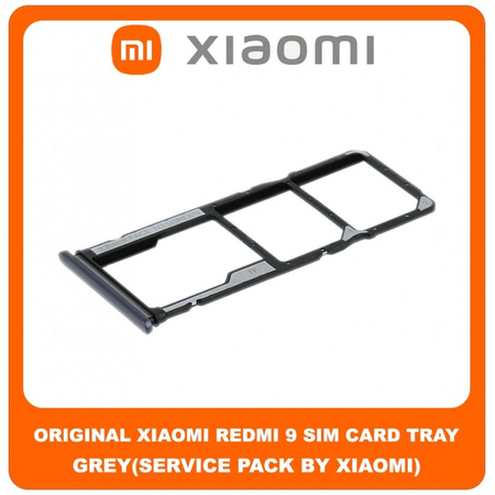 Original Γνήσιο Xiaomi Redmi 9 Redmi9 (M2004J19G, M2004J19C) SIM Tray Cover Assy + Micro SD Tray Slot Υποδοχέας Βάση Θήκη Κάρτας SIM Κάλυμμα Grey Γκρι (Service Pack By Xiaomi)