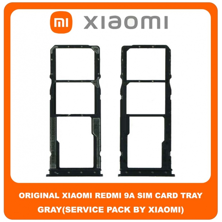 Original Γνήσιο Xiaomi Redmi 9A Redmi9A (M2006C3LG, M2006C3LI, M2006C3LC, M2004C3L) SIM Tray Cover Assy + Micro SD Tray Slot Υποδοχέας Βάση Θήκη Κάρτας SIM Κάλυμμα Gray Γκρι (Service Pack By Xiaomi)