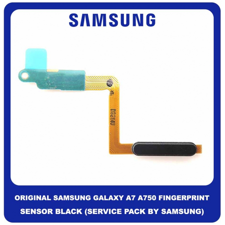 Original Γνήσιο Samsung Galaxy A7 2018 A750F (SM-A750F/DS, SM-A750FN/DS) Fingerprint Flex Sensor Καλωδιοταινία Αισθητήρας Δακτυλικού Αποτυπώματος Black Μαύρο GH96-12118C (Service Pack By Samsung)