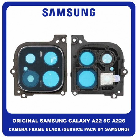 Original Γνήσιο Samsung Galaxy A22 5G A226 (SM-A226B, SM-A226B/DS, SM-A226B/DSN) Deco Frame For Rear Back Camera Lens Διακοσμητικό Πλαίσιο Για Πίσω Τζαμάκι Κάμερας Black Μαύρο GH81-20704A (Service Pack By Samsung)