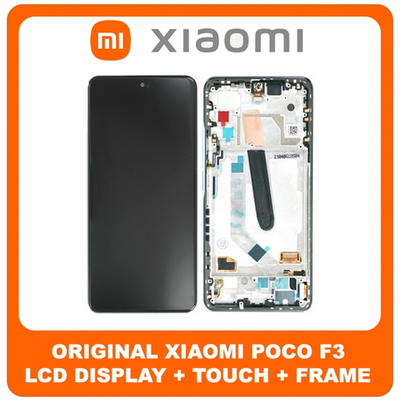 Γνήσια Original Xiaomi Poco F3 (M2012K11AG) AMOLED LCD Display Screen Assembly Οθόνη + Touch Digitizer Μηχανισμός Αφής + Frame Bezel Πλαίσιο Σασί Blue Μπλε 560004K11A00 (Service Pack By Xiaomi)