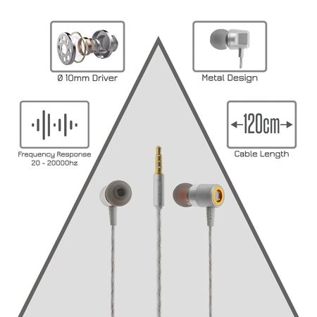 Metal Stereo hi-fi Handsfree m13 Silver