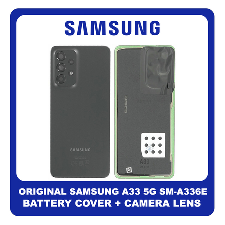 Γνήσια Original Samsung Galaxy A33 5G (SM-A336E, SM-A336B) Rear Back Battery Cover Πίσω Κάλυμμα Καπάκι Πλάτη Μπαταρίας + Camera Lens Τζαμάκι Κάμερας Black Μαύρο GH82-28042A (Service By Samsung)