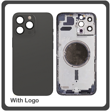 HQ OEM Συμβατό Για Apple iPhone 13 Pro, iPhone 13Pro (A2638, A2483) EU Version Rear Back Battery Cover Middle Frame- Housing Πίσω Κάλυμμα Καπάκι Πλάτη Μπαταρίας - Σασί + Side Keys Πλαινά πλήκτρα  + Sim Tray Θήκη Κάρτας Black Μαύρο (Grade AAA+++)