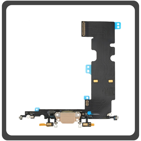 Γνήσια Original Apple iPhone 8, iPhone8 (A1863, A1905), Charging Dock Connector Lightning Flex Καλωδιοταινία Κονέκτορας Φόρτισης + Microphone Μικρόφωνο Gold Χρυσό