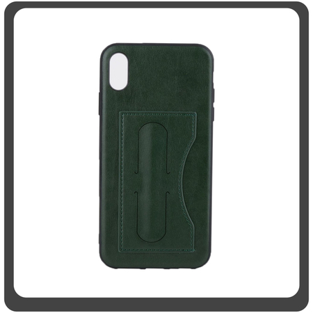 Θήκη Πλάτης - Back Cover, Silicone Σιλικόνη Δερματίνη Leather Minimalist Support Case Green Πράσινο For iPhone XS Max