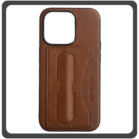 Θήκη Πλάτης - Back Cover, Silicone Σιλικόνη Leather Δερματίνη Minimalist Plug-in Support Case Brown Καφέ For iPhone 13 Pro Max​