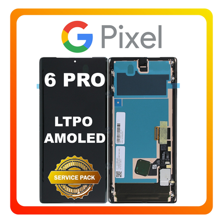 Γνήσια Original Google Pixel 6 Pro (GLUOG, G8VOU) LTPO AMOLED LCD Display Screen Assembly Οθόνη + Touch Screen Digitizer Μηχανισμός Αφής Stormy Black Μαύρο G949-00219-01 (Service Pack By Google)