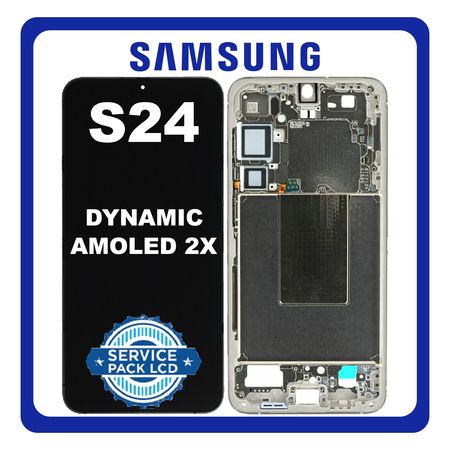 Γνήσια Original Samsung Galaxy S24 5G (SM-S921B, SM-S921B/DS) Dynamic LTPO AMOLED 2X LCD Display Screen Assembly Οθόνη + Touch Screen Digitizer Μηχανισμός Αφής + Frame Bezel Πλαίσιο Σασί Amber Yellow Κίτρινο GH82-33287D (Service Pack By Samsung)