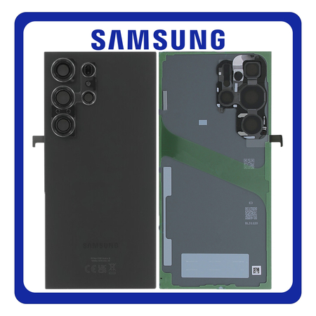 Γνήσια Original Samsung Galaxy S24 Ultra 5G (SM-S928B, SM-S928B/DS) Rear Back Battery Cover + Camera Lens Πίσω Κάλυμμα Καπάκι Πλάτη Μπαταρίας + Τζαμάκι Κάμερας Titanium Black Μαύρο GH82-33349B​ (Service Pack By Samsung)