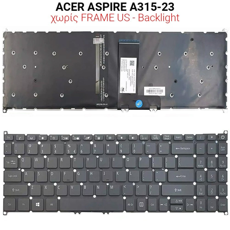 Πληκτρολόγιο Acer Aspire A315-23 no Frame us + Backlight