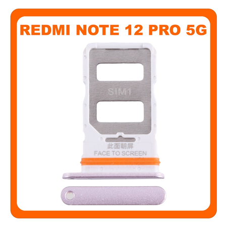 Γνήσια Original Xiaomi Redmi Note 12 Pro 5G (22101316C, 22101316I) SIM Card Tray Υποδοχέας Βάση Θήκη Κάρτας SIM Stardust Purple Μωβ (Service Pack By Xiaomi)