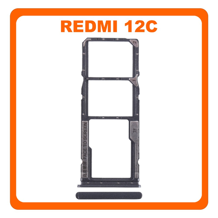 Γνήσια Original Με Xiaomi Redmi 12C (22120RN86G, 22120RN86I) SIM Card Tray + Micro SD Tray Slot Υποδοχέας Βάση Θήκη Κάρτας SIM Graphite Gray Μαύρο (Service Pack By Xiaomi)