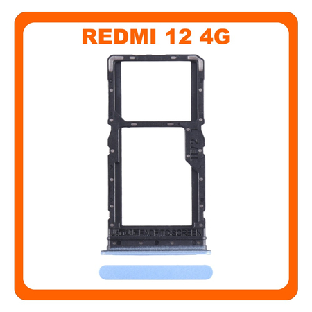 Γνήσια Original Xiaomi Redmi 12 4G (23053RN02A, 23053RN02Y) SIM Card Tray + Micro SD Tray Slot Υποδοχέας Βάση Θήκη Κάρτας SIM Sky Blue Μπλε (Service Pack By Xiaomi)