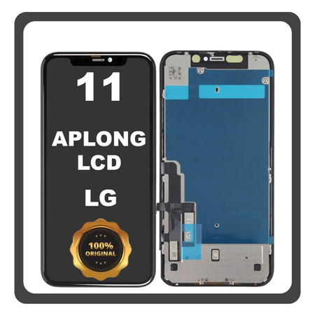 Original For Apple iPhone 11, iPhone11 (A2221, A2111) APLONG LCD Display Screen Assembly Οθόνη + Touch Screen Digitizer Μηχανισμός Αφής Black Μαύρο LG (Lifetime Warranty)