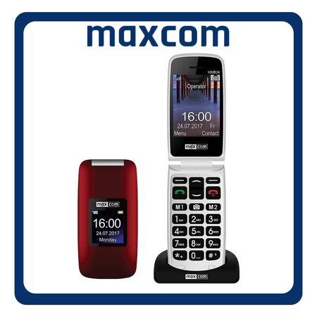 MaxCom MM824 Single SIM, Brand New Feature Mobile Phone Κινητό με Κουμπιά Red Κόκκινο