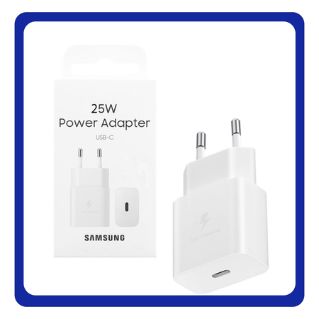 Γνήσια Original Samsung Travel Charger Φορτιστής Ταξιδιού Χωρίς Καλώδιο GaN με Θύρα USB-C 25W Power Delivery White Άσπρο (EP-T2510NWE)